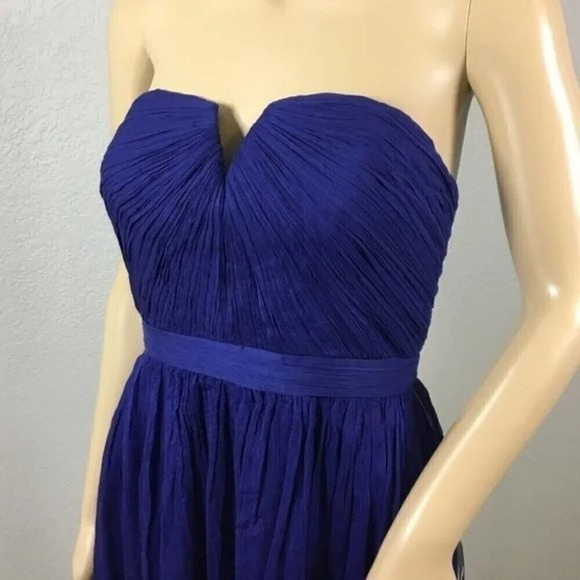 J Crew Nadia silk chiffon dress navy blue size 00 ❤️ - Picture 3 of 7